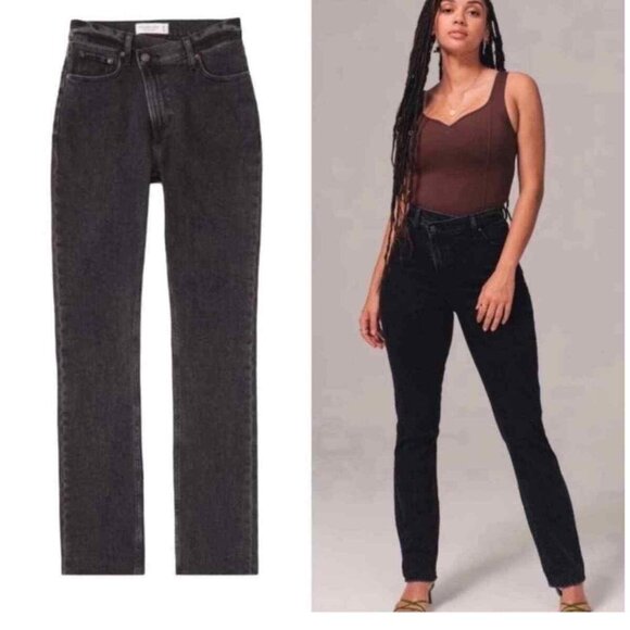 Abercrombie & Fitch Curve Love 90s Slim Straight Ultra High Rise Size 25 Long - Picture 1 of 5